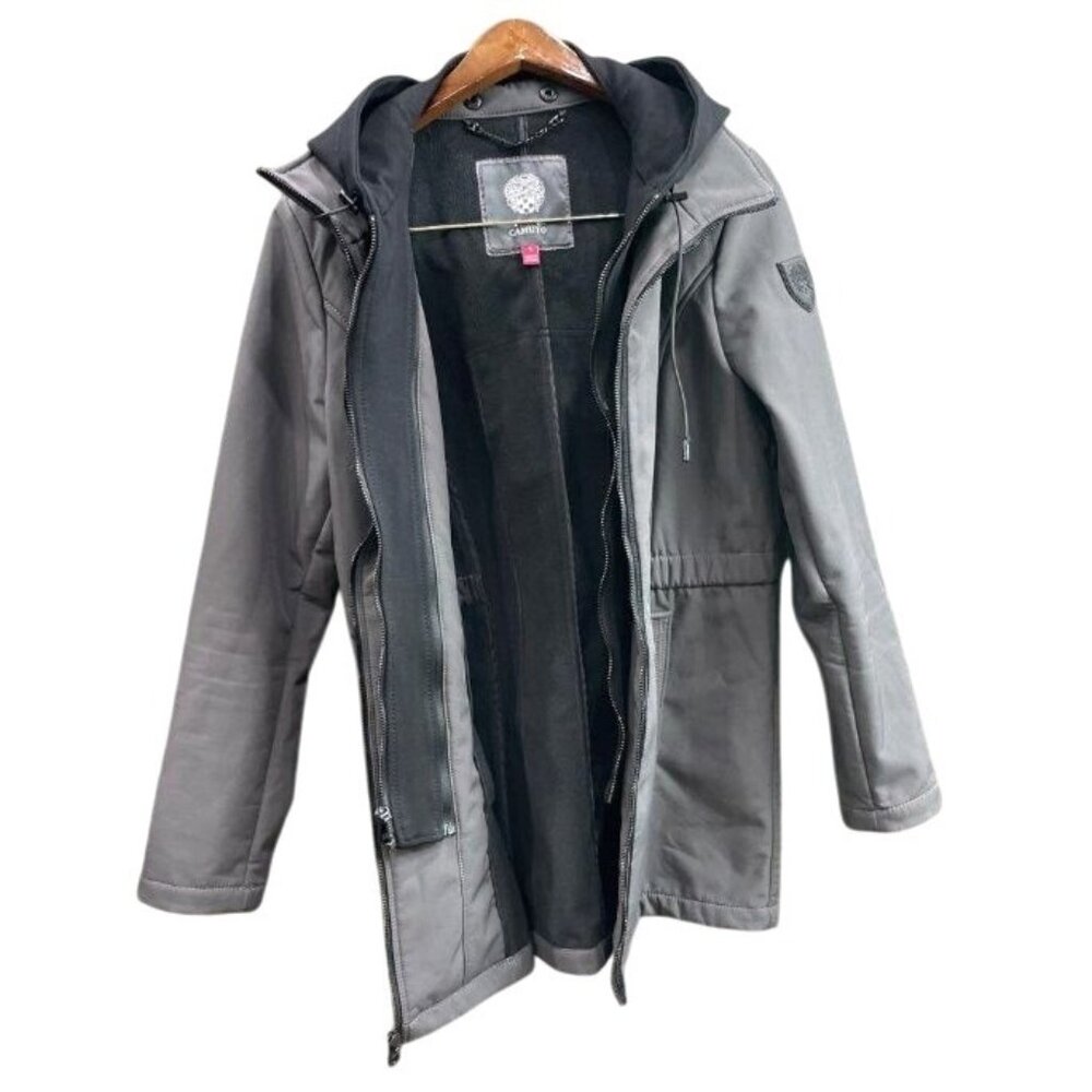 Vince Camuto Women's Gray Hooded Long Coat Size Small‎